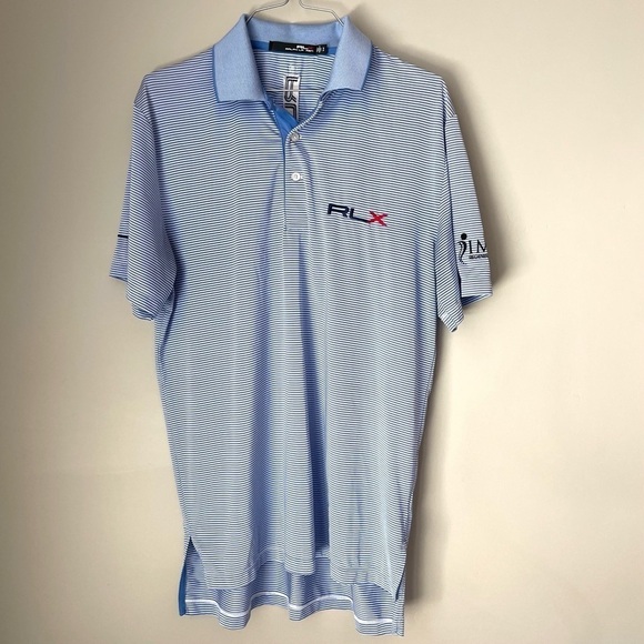 🔥 RLX Ralph Lauren Blue White Stripe Golf Polo S - Picture 2 of 8